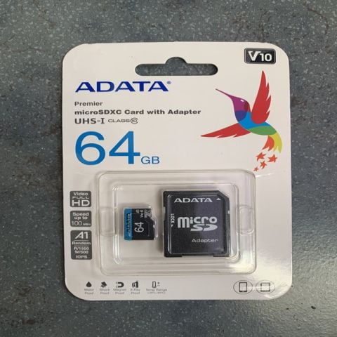 Thẻ nhớ ADATA 64GB | Adapter Class 10, Tốc độ đọc 100mb/s